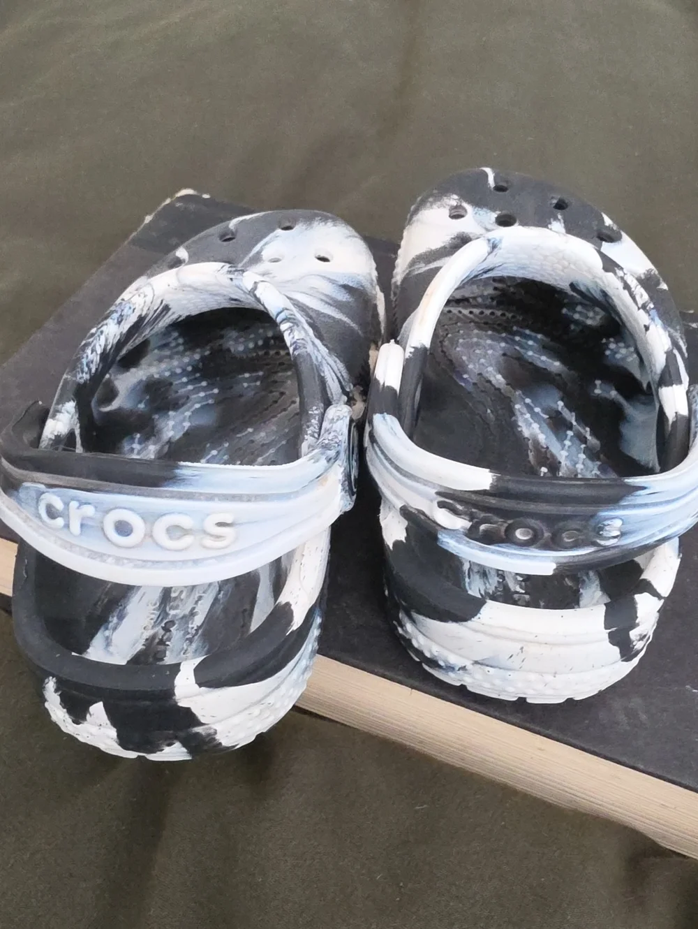 Kids Black & White Slip-On CROCS Shoes